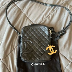 CHANEL Cambon black leather crossbody/shoulder bag